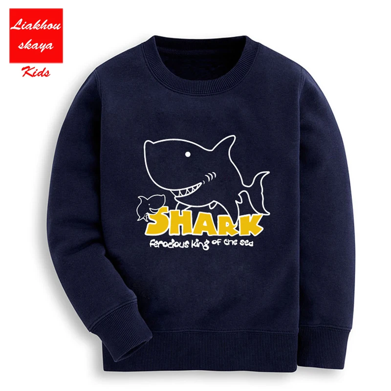

Liakhouskaya 2018 Sweatshirt Cartoon Shark Kids Long Sleeve Tops 100% Cotton Clothes Girls Hoodies Children Clothes For Teens