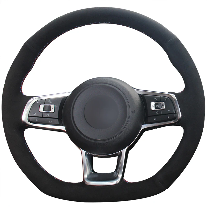 

Black Suede DIY Hand-stitched Car Steering Wheel Cover for Volkswagen VW Golf 7 GTI Golf R MK7 VW Polo GTI Scirocco 2015 2016