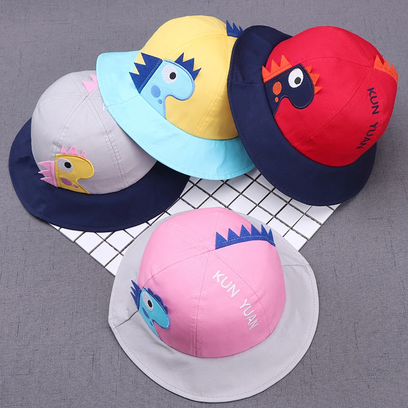 

Baby Bucket Hat Girls Boys Beach Hats Panama Sun Cap Sunbonnet Kids Child Cotton Infant Toddler Cartoon Dinosaur Hat For Autumn