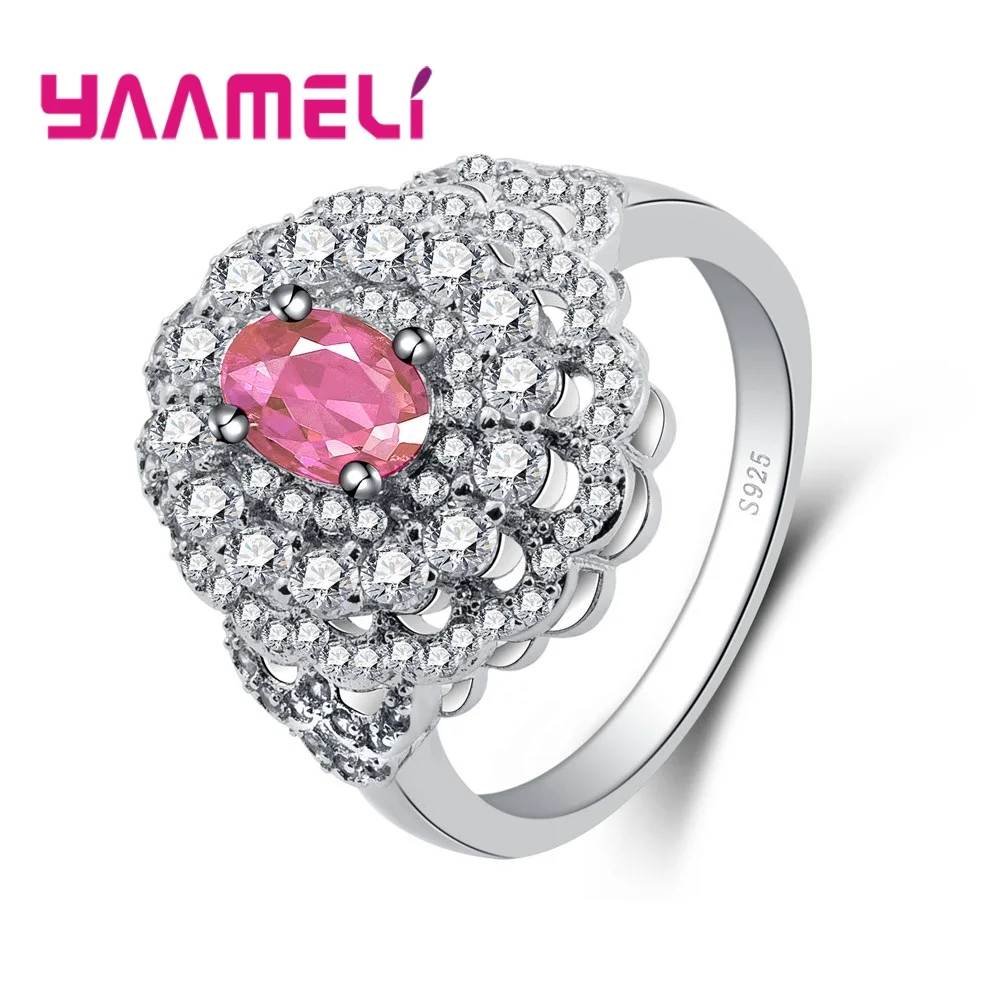 

Popular Printed With 925 Silver Finger Rings For Women Ladies Extravagant Crystal Cubic Zirconia Gift