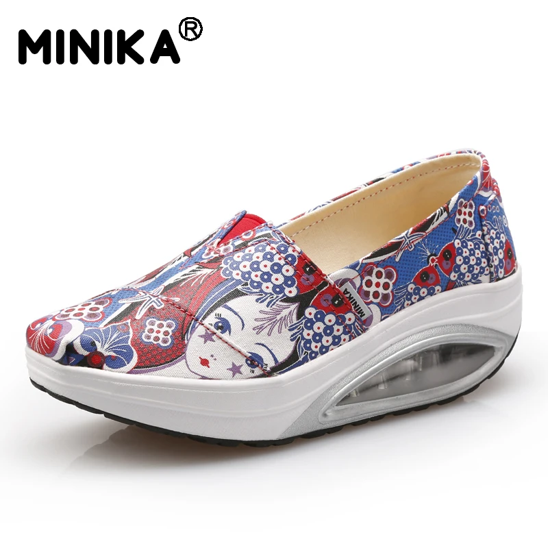 Minika/женская модная парусиновая обувь на плоской подошве Дышащая платформе для