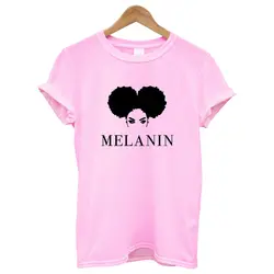 Новое поступление 100% хлопок футболка женская одежда с коротким рукавом забавные для женщин с принтом меланин забавная Femme модная одежда