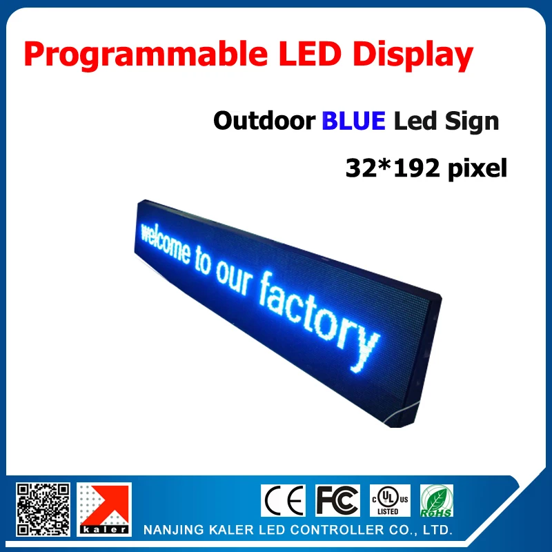 

P10 outdoor single color blue led display screen board programmable and scrolling message led sign and size 40*200cm