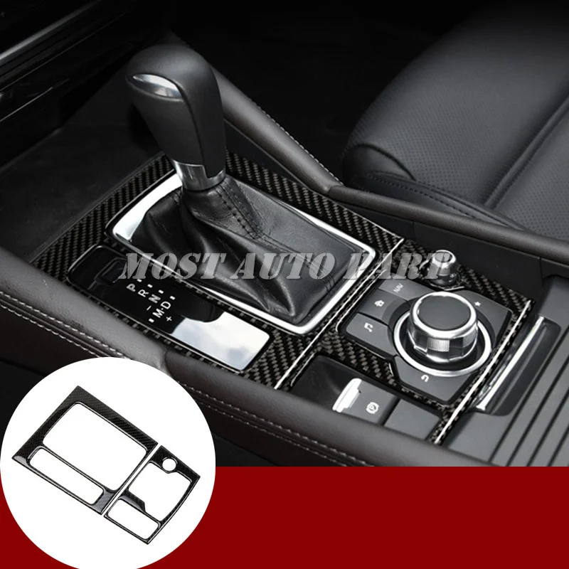 

Carbon Fiber Console Gear Shift Box Cover 2pcs For Mazda 3 Mazda3 2017-2018