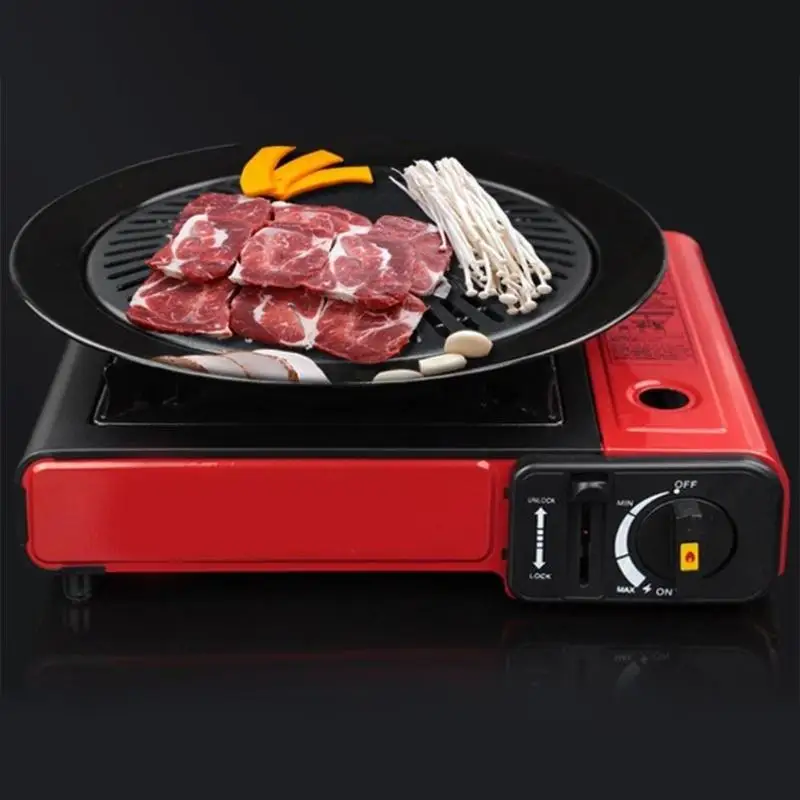 

Multi-function Frying Pot Smokeless Roasting Pan Non-stick Gas Grill Pan BBQ Outdoor Picnic Saucepan Cooking Tool with Brush
