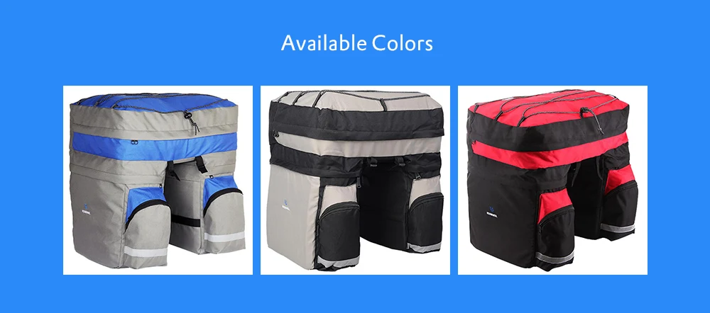 Top ROSWHEEL 14950 60L MTB Bicycle Bag Back Seat Double Side Bags with Rain Cover Light Reflective Tape Bike Bag Cycling Bag 5