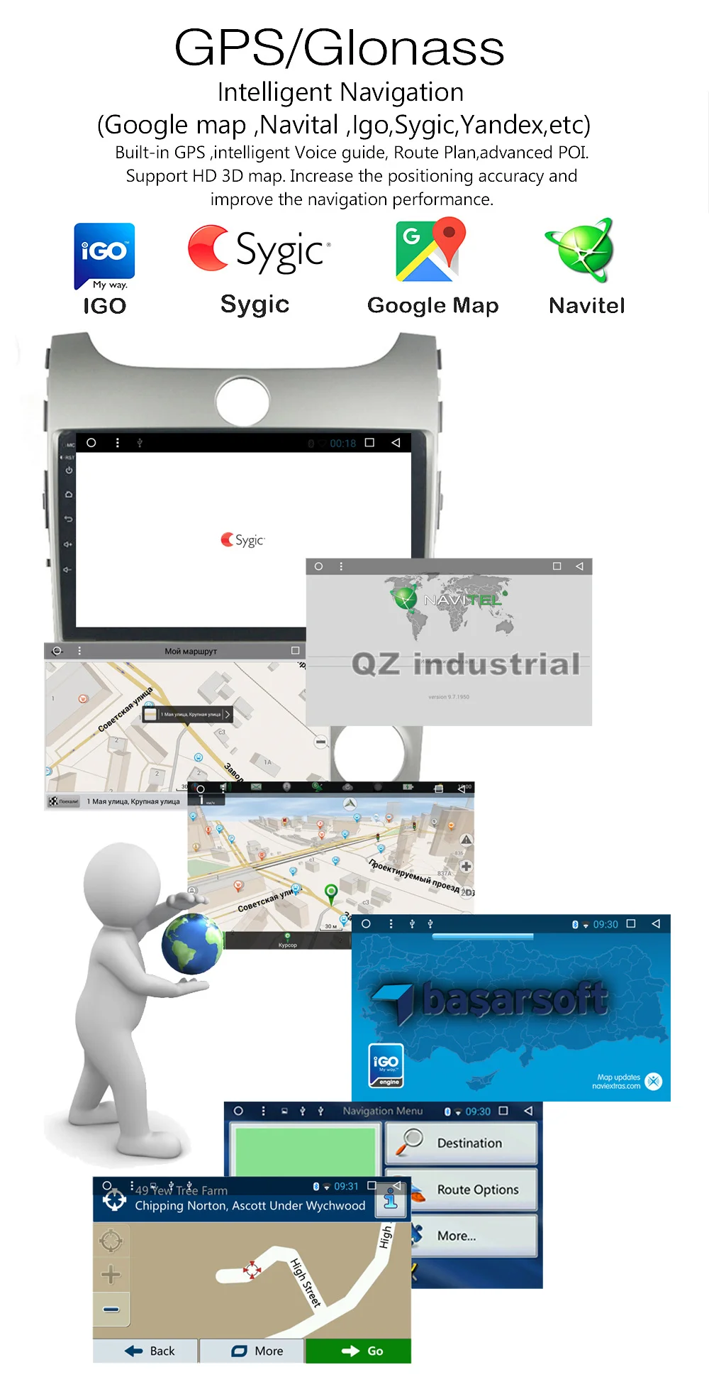 Discount QZ industrial HD 9" Android 8.1 T3 Car DVD player For KIA Cerato Forte MT 2008-2011 with GPS 3G 4G WIFI Radio Navigation RDS Map 10