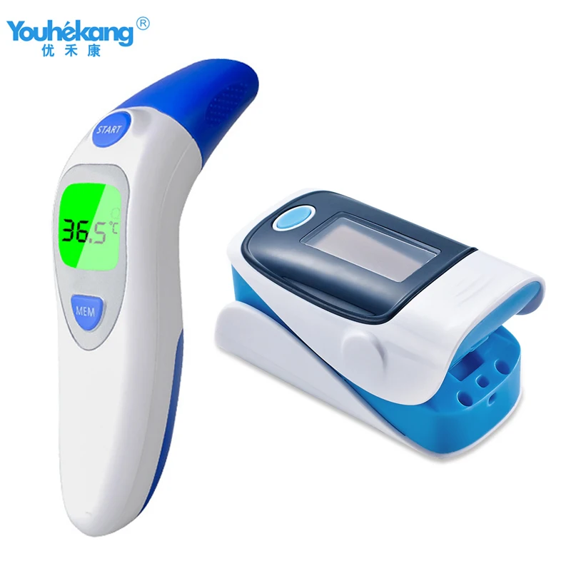 

Youhekang Pulse Spo2 PR Oximeter & Body Medical Ear & forhead Infrared Thermometer Digital portable Family Health Care Package