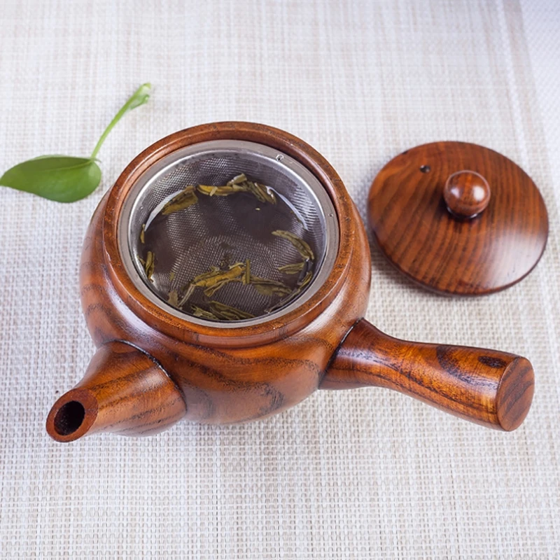 

VFGTERTE 1PC Chinese Style Nature Wooden Teapot Portable Coffee Tea Maker Pot Kettle Home Office Decor Teaware Teapots