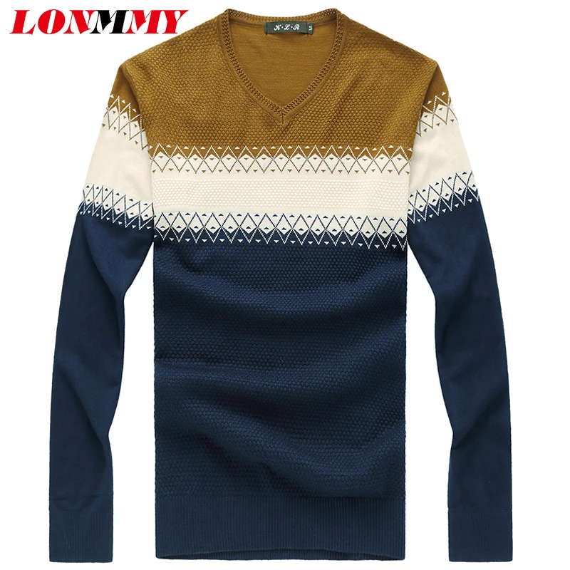 LONMMY M-7XL 8XL шерсть Tencel пуловер и свитер для мужчин полосатый прямой повседневный