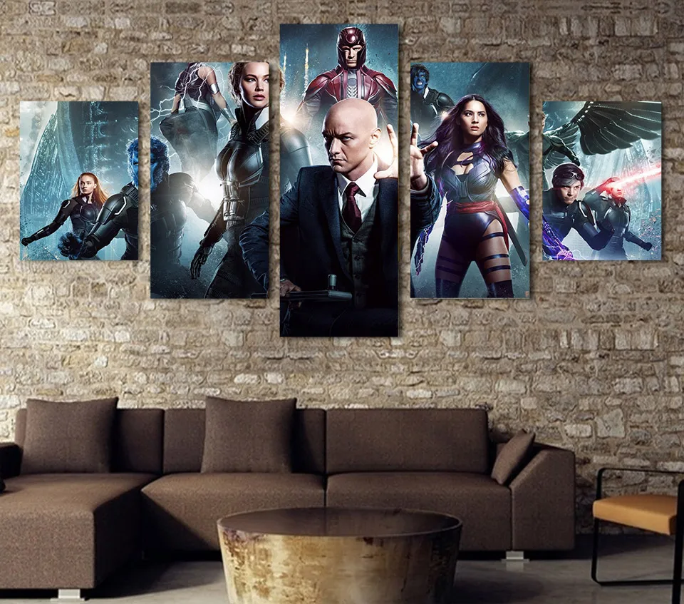 5Pcs X Men Apocalypse Moive Poster Wall Art Canvas Painting On The Wall