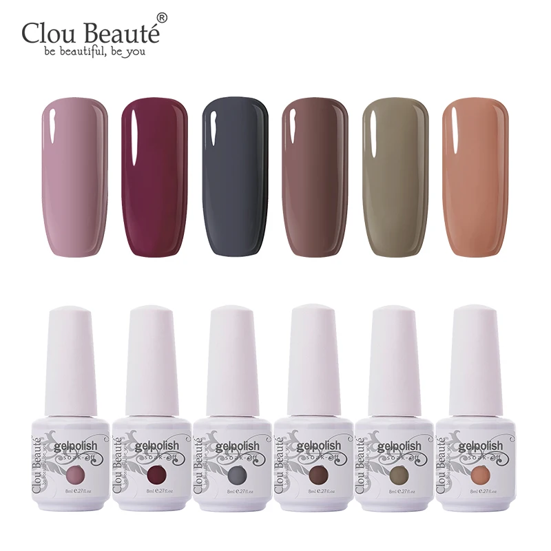 Clou Beaute 6 шт. Гель-лак для Живописи Набор гель для ногтей 8 мл Полупостоянный УФ-светодиодный эмаль впитывающий Гибридный гвоздь лак для ногтей - Цвет: ZH05