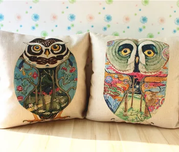 

NEW Linen cotton blend Ukiyoe Owl Home Decor cushion Linen cotton pillow sofa cushions decorative Throw Pillow free shipping