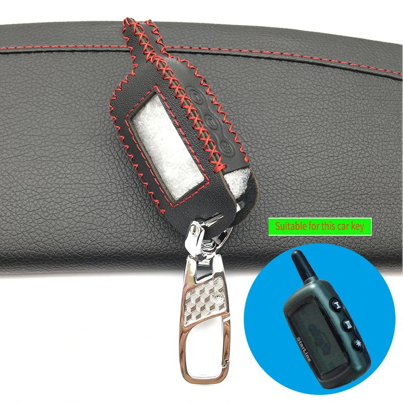 

For Two Way Car Alarm Starline A4 A6 A9 A8 Key Case Cover Holder Fashion Men A9 LCD Remote Controller Keychain Leather Cover