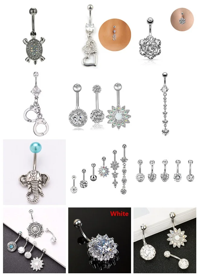 Hot Sale Women Sexy Navel Rings Dangle Bars Belly Button Piercing Rings Fashion Body Piercing Jewelry Gift For Girls