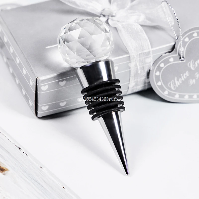 50pcs Crystal Globe Heart Diamond Wine Bottle Stopper Wedding