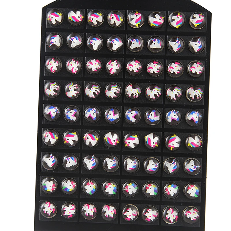 

36 Pair/Set Creative Cute Cartoon Unicorn Stud Earrings Set Fashion Horse Animal Earring For Children Jewelry Accessories Gifts