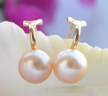 

free shipping 00172 PINK ROUND FRESHWATER PEARL EARRING
