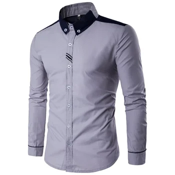 

2 Colors Men Fashion Long Sleeve Turn-down Collar Casual Shirts