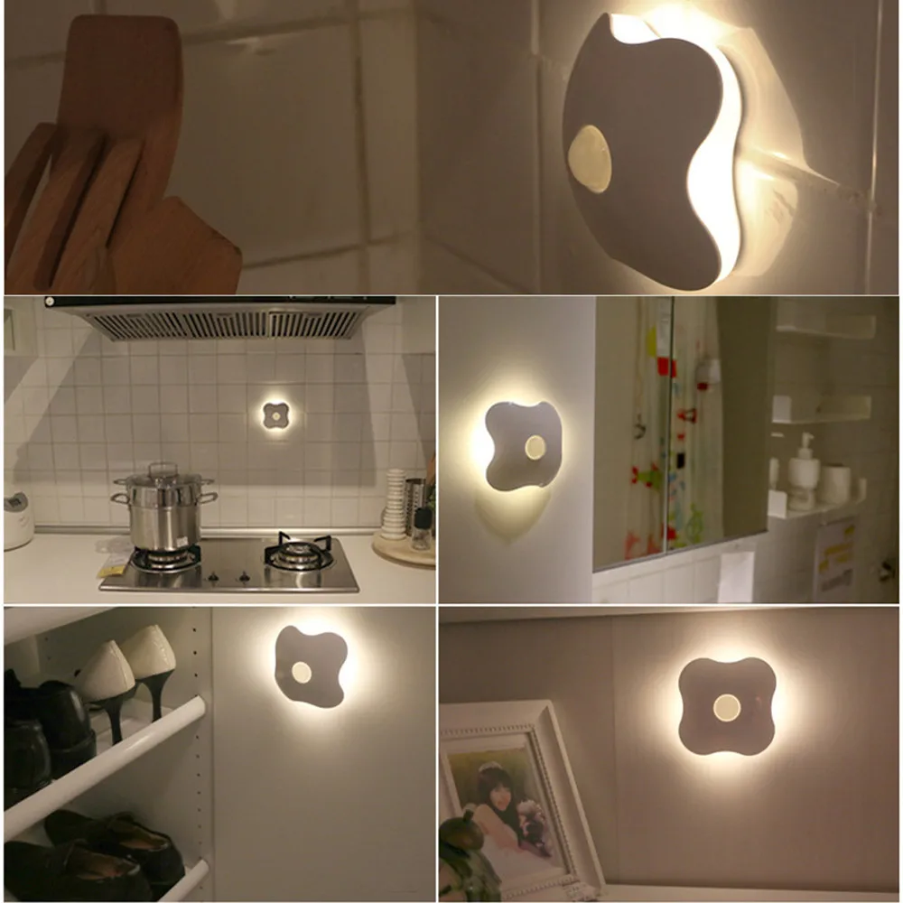 SuperNight Four-leaf clover Lucky LED Night Light Rechargeable Motion Sensor Corridor Stairs Bedroom Smart Home Wall Table Lamp (21)