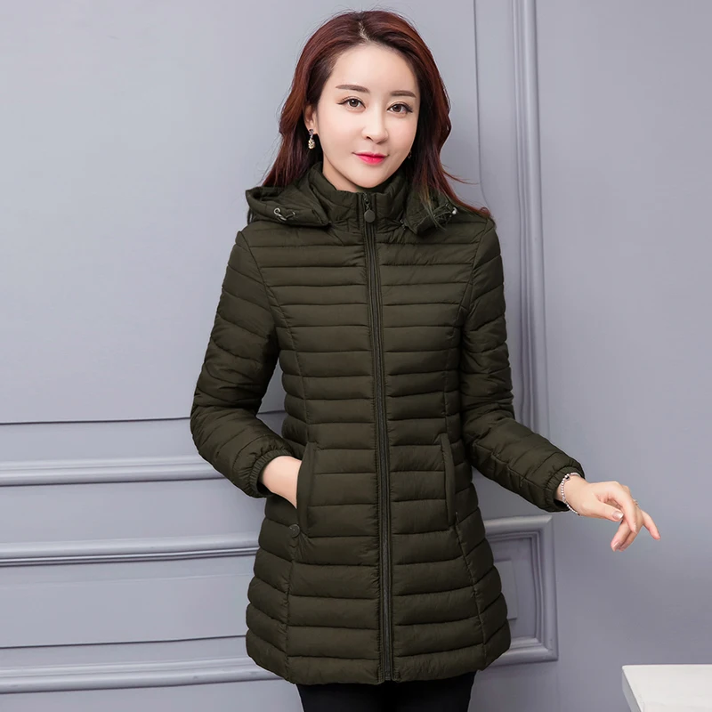 Зимняя женская куртка зимняя и осенняя одежда высококачественные парки зимняя куртка s Верхняя одежда женские длинные пальто размера плюс - Цвет: Dark Green