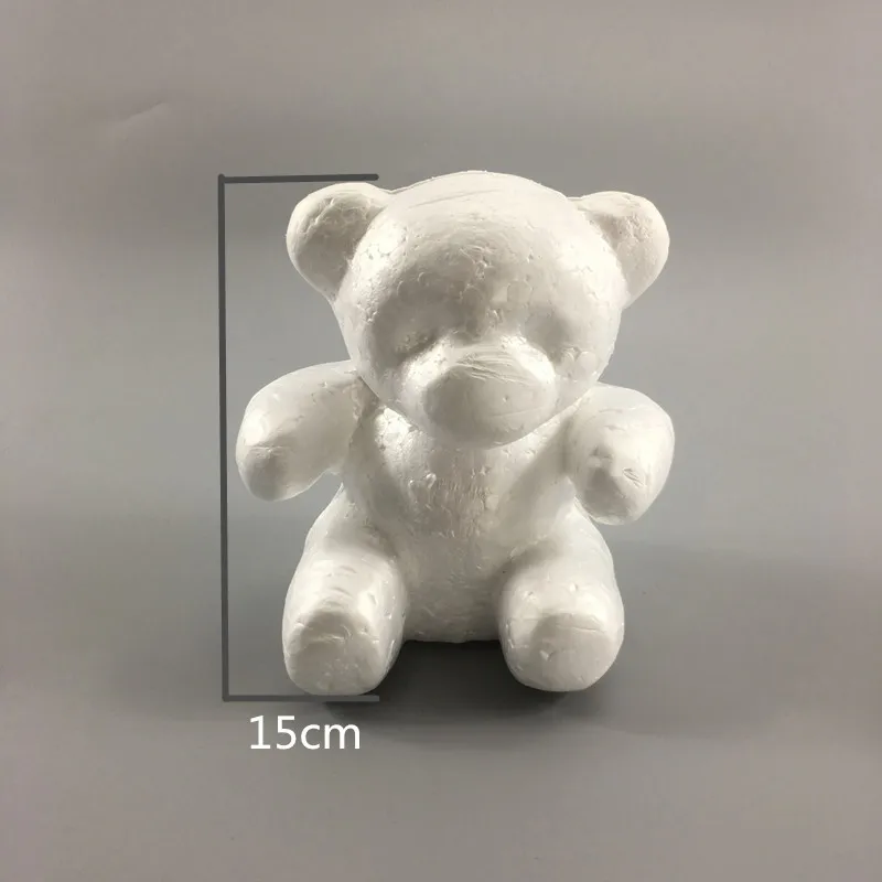 Foam Bear Mold PE Rose Artificial Flower Heads Rose Bear White Mold and Gift Box DIY Rose Bear Accessories Bag - Цвет: 15cm bear mold