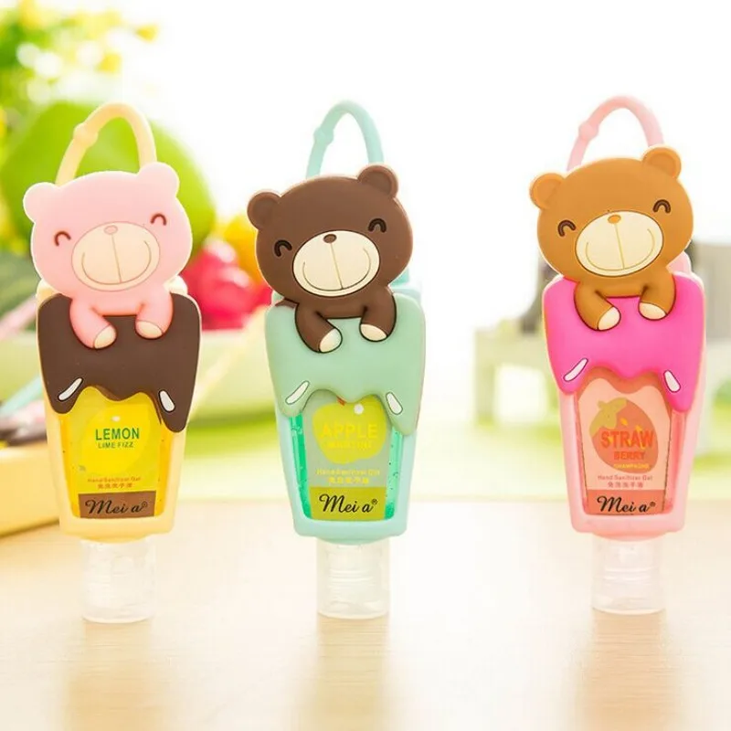 1pcs Cute Teddy Bear hung Travel portable Mini Plastic hand sanitizer