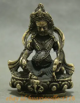 

Old Tibet Bronze Collect Buddhism Wealth Yellow Jambhala Buddha Seat Statue