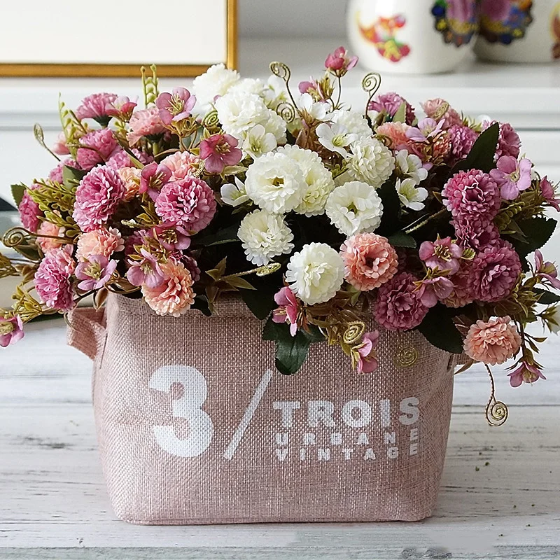 Flone Artificial Flowers High Quality Silk Bouquet Fake Flowers Wedding Display Flower European Style Carnation Home Decoration (7)