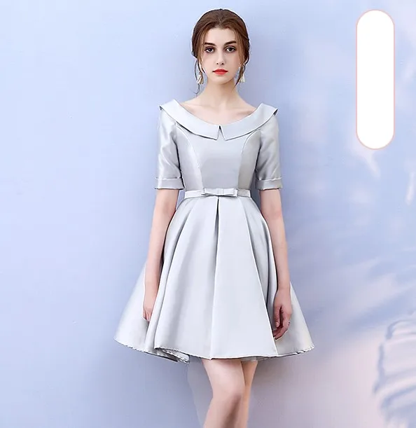

Grey Colour Above Knee Mini Dress Bridesmaid Dress Wedding Guest Dress Empire Sexy