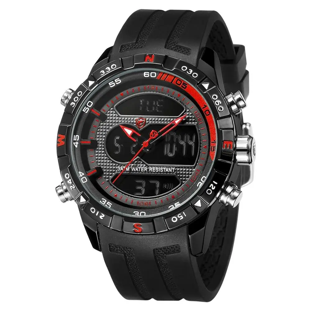 Top Brand SHARK Dual Display Sport Chronograph Digital LCD Auto Date Alarm Silicone Strap Wristwatches relogio masculino / SH598 Top Brand SHARK Dual Display Sport Chronograph Digital LCD Auto Date Alarm Silicone Strap Wristwatches relogio masculino / SH598