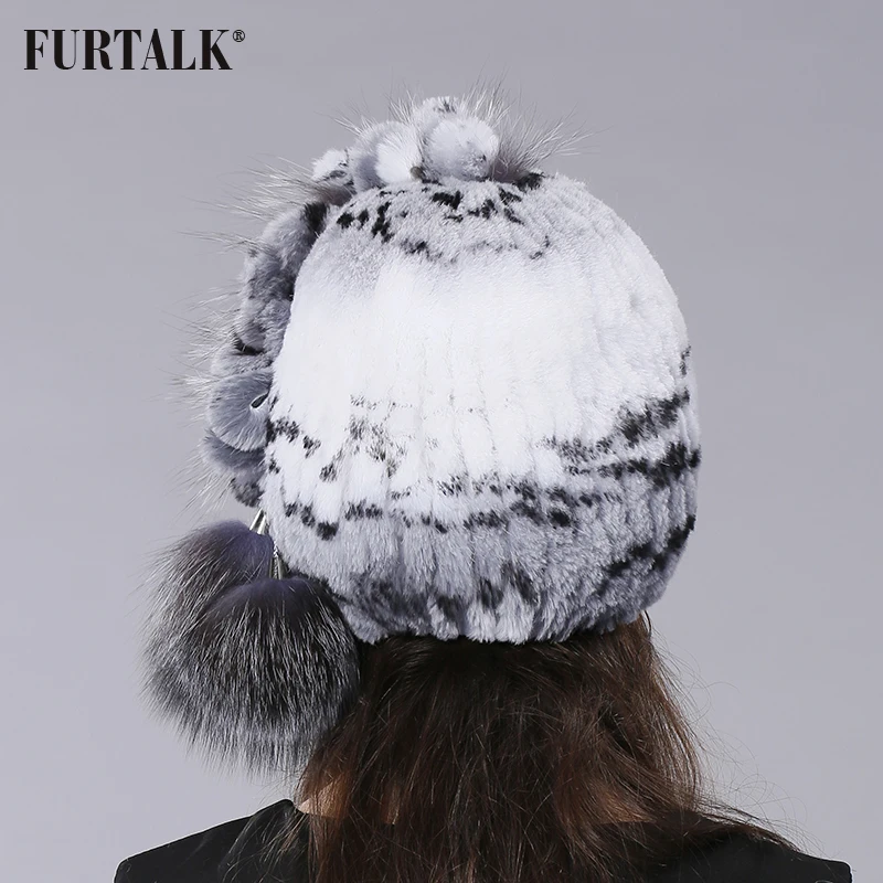 FURTALK Моды Роскошь Мех Рекс Кролика Шапки Женские Зимние Женщины Меховая Шапка