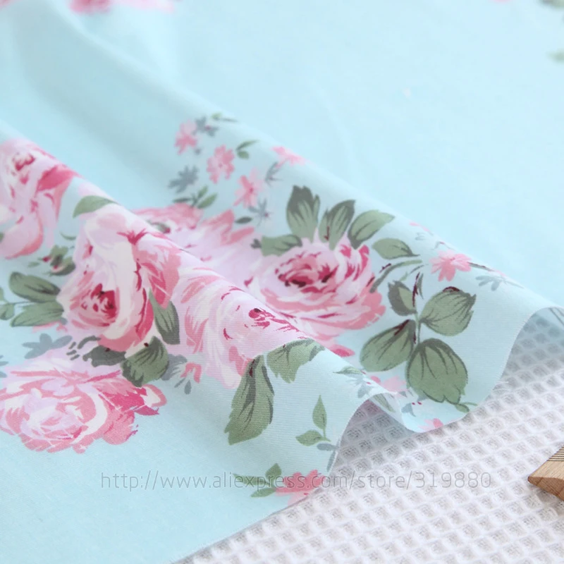 Cotton Craft Fabric Cotton Fabric 40*50cm 100% cotton fabric for Sewing patchwork cushion quilting Victoria blue roses bedding cloth