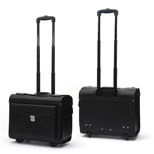 Letrend Genuine Leather Rolling Luggage Spinner Men Business Letrend Genuine Leather Rolling Luggage Spinner Men Business Suitcase Wheels Carry On Trolley Pilot Travel Bags