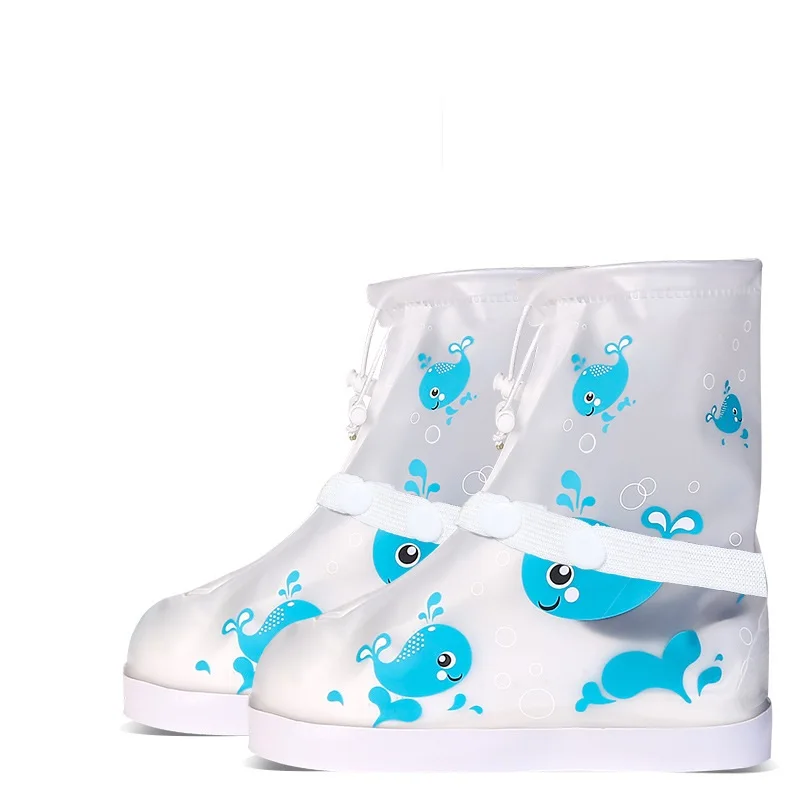 Детская непромокаемая обувь с героями мультфильмов; милая водонепроницаемая обувь; непромокаемые сапоги; Чехлы для девочек; водонепроницаемый чехол для обуви - Цвет: blue whale