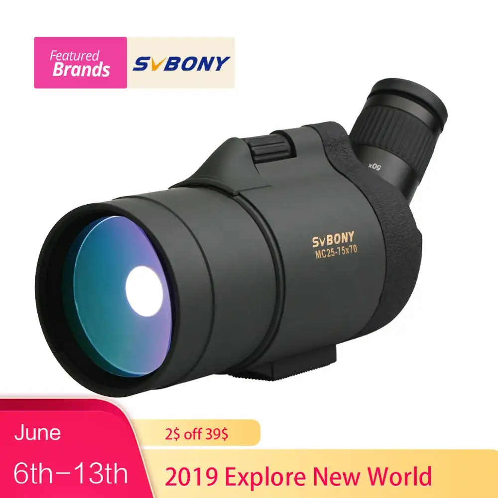 

SVBONY 25-75x70 MAK Spotting Scope Telescope SV41 Refraction Zoom Hunting Optics BAK4 Prism Long Range Waterproof w/Tripod F9334