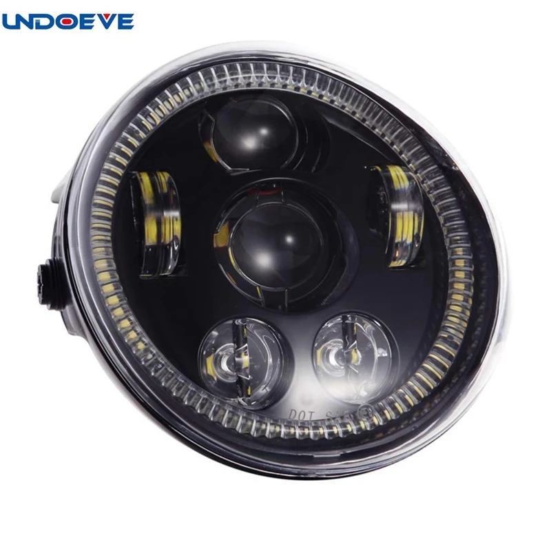 New Motorcycle LED Halo Ring DRL Headlight with Angle Eye Headlamp with