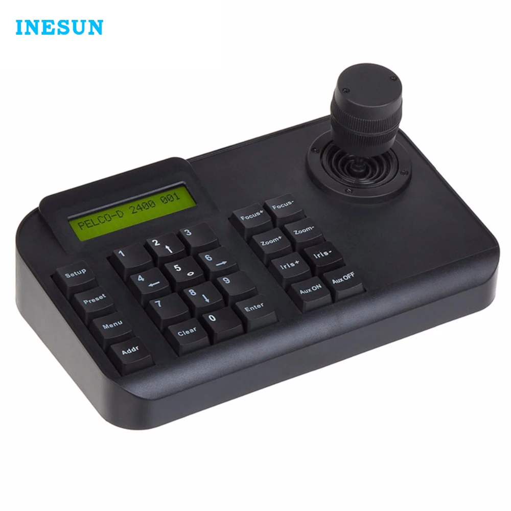 

Inesun 3D Joystick PTZ Camera Keyboard Controller RS485 PELCO-D/PELCO-P With LCD Display for Pan Tilt Zoom PTZ Speed Dome Camera