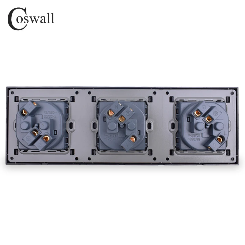 COSWALL Aço Inoxidável Painel Tomada Tripla 16A