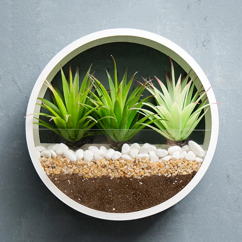 Kaufen Vase Metall Eisen Kunst Hängen Blume Korb Runde Form Einfarbig Wand Pflanzer Decor Schmuck Bonsai Kreative Blume Wand Vasen