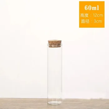 

50pcs/lot 30*120mm 60ml Transparent Glass Test Tube Terrarium with Cork Food Liquid Stopper Spice Storage Bottle Container Jars