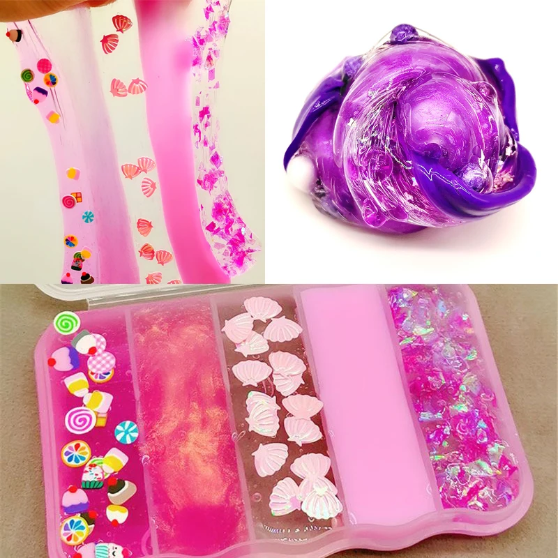 

New Blue Ocean Slimes Fuzzy Color Matching Soft Clay Lizun Play Dough Box Crystal Mud Poke Putty Decompression Toy for Slime Box