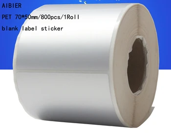 

AIBIER Waterproof paper 70*50mm*800pcs/Roll Thermal transfer blank PET barcode Labels adhesive printed label sticker