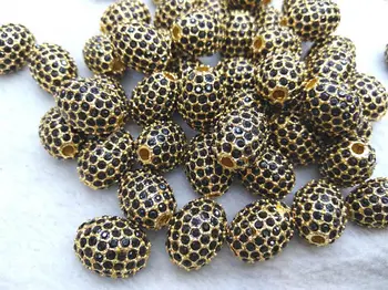 

Expess ship--300pcs 12-16mm Gold Micro PAVE Crystal Gunemtal Bead Clear Zircon Gemstones Pave Rice Barrel Drum Connector Jet Fin