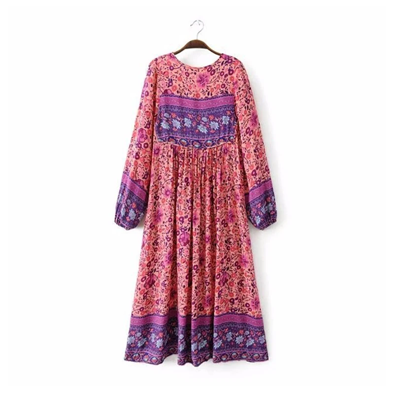 TEELYNN pink boho dress rayon floral print long dess V-neck long sleeve tassel women dresses 2018 autumn bohemia femme dresses TEELYNN pink boho dress rayon floral print long dess V-neck long sleeve tassel women dresses 2018 autumn bohemia femme dresses