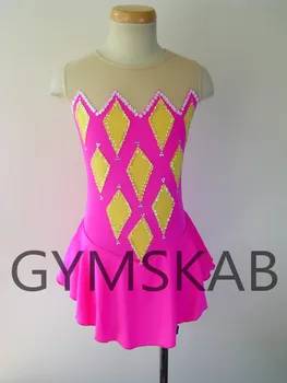 

2018 Graceful Figure Skating Dress Women's Girl's Customized Ice Skating Dress Sleeveless Gymnastics Costume 6782