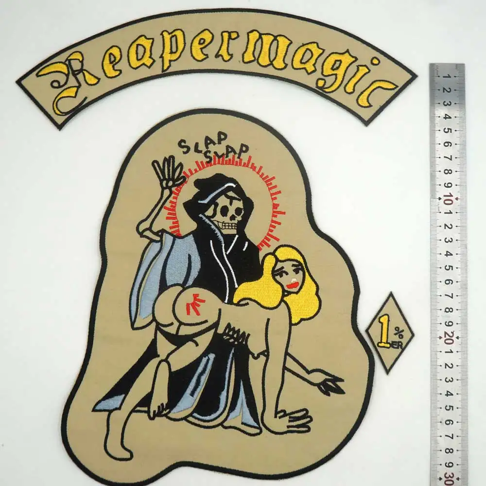 REAPERMAGIC 1% MC большие вышитые Панк байкерские нашивки одежда наклейки Одежда Аксессуары значок