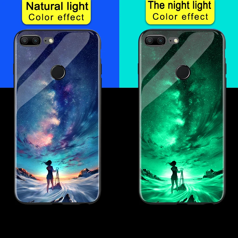 Светящийся чехол для телефона s для huawei Honor 8 Pro 9 9i 10 lite, стеклянный блестящий чехол для Honor V8 V9 V10 - Цвет: Design05