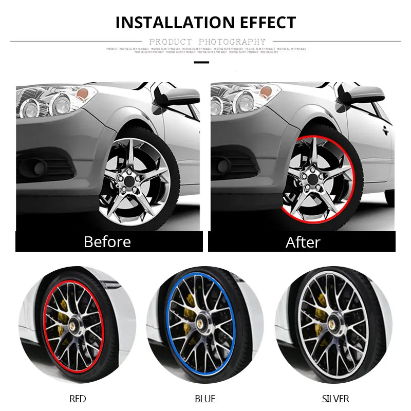 Car Styling Mouldings Strip Wheel Rim Sticker Trim Chrome Decoration Auto Tire Rim Hub Strip Protector Exterior Car Accessories (3)