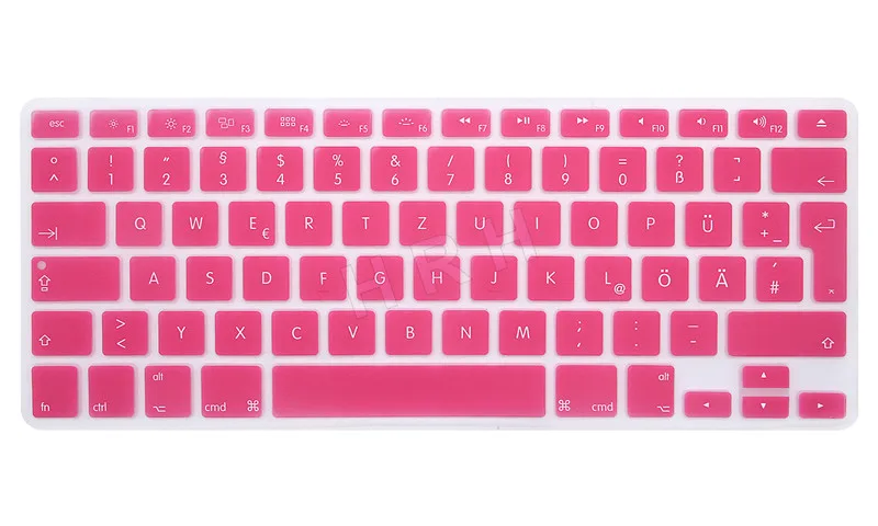 HRH водонепроницаемый немецкий язык ЕС/Великобритания Силиконовый чехол для клавиатуры защита кожи для Macbook Air Pro retina 13 15 17 - Цвет: Pink